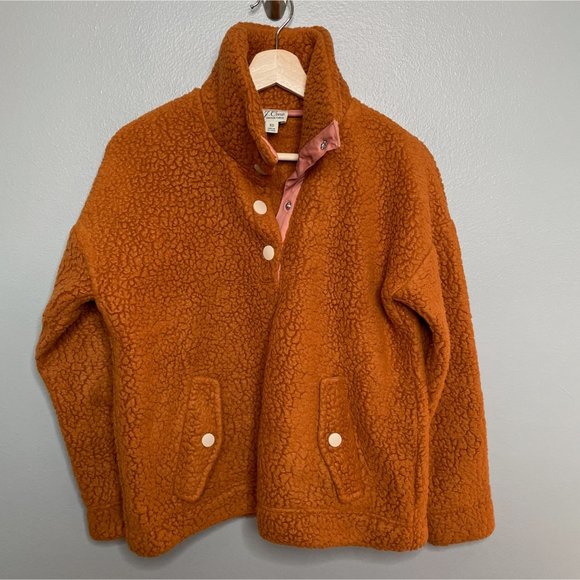 J. CREW VINTAGE FLEECE Toffee Snap Collar Sherpa Pullover sz XS - Picture 2 of 7